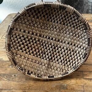 Vintage Basket Decor 13" Fruit & Vegetable Brown Rounded Boho Country